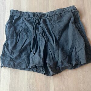 James perse Women's navy Linen Shorts 2 (M) drawstring